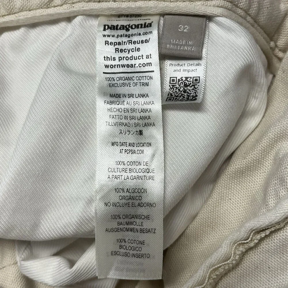 Patagonia Heritage Stand Up Shorts Mens 32x7 Undyed Natural Canvas Hiking Beige